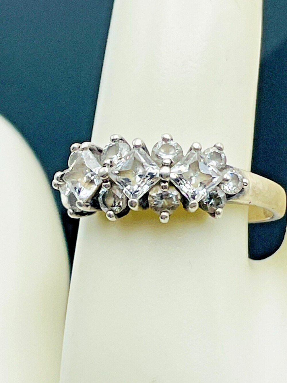 Diamonique 925 Sterling Silver CZ Anniversary Ring Wedding Band Size 9.5 QVC